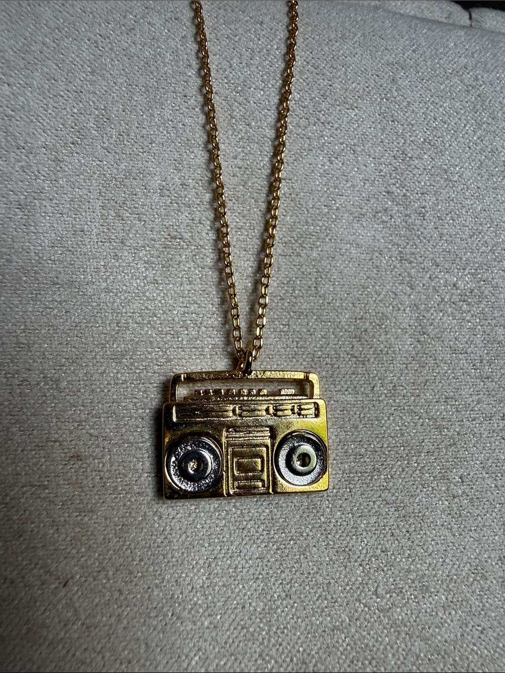 18k plated Gold Boombox Pendant Necklace - 80s Retro waterproof Jewelry